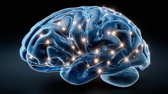 Brain Connectivity: Illuminated brain with neural network, symbolizing the complexity of the human mind and cognitive processes. Representing intelligence, thoughts, and ideas.