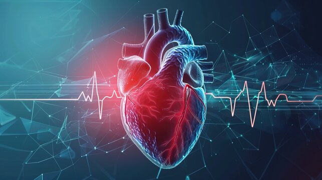 Atrial Fibrillation 3D medical illustration, abnormal irregular heart rhythm disorder, human heart anatomy showing chaotic atrial electrical activity, cardiovascular arrhythmia condition, 