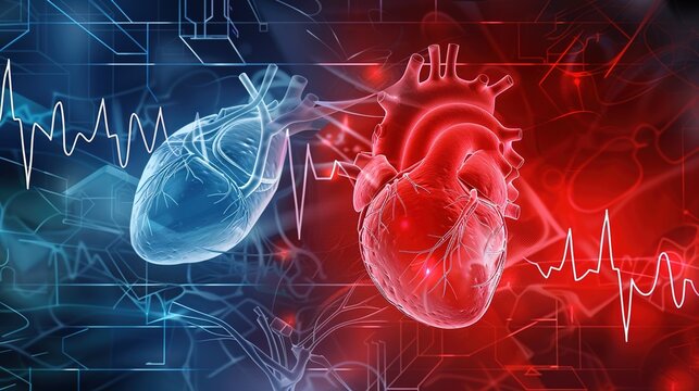 Atrial Fibrillation 3D medical illustration, abnormal irregular heart rhythm disorder, human heart anatomy showing chaotic atrial electrical activity, cardiovascular arrhythmia condition, 