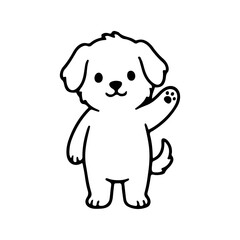 Naklejka premium Line art paw dog doodle character