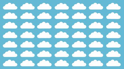 Obraz premium Collection of flat white cloud icons arranged in a grid on a blue background high quality professional detailed