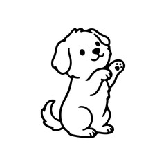 Naklejka premium Line art paw dog doodle character