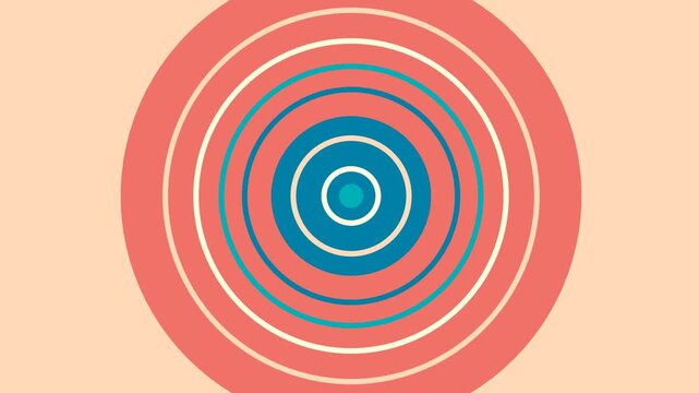 Vibrant and dynamic abstract background featuring a hypnotic arrangement of concentric circles in blue, white, and peach tones, creating a visually engaging radial pattern