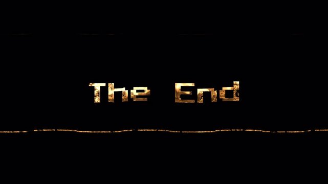 The end cinematic 3d gold finale ideal for film endings, video game game-over screens, and presentation conclusions