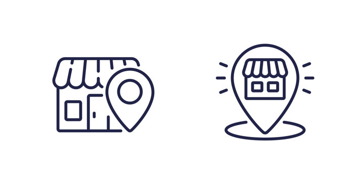 Local shop line icons on white