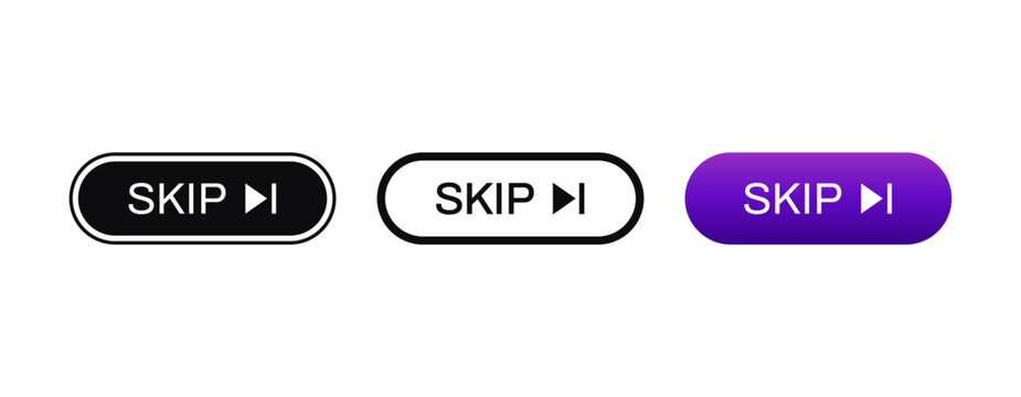 skip buttons on white, vector design