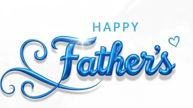 Happy Father's text with shimmering light animation on white background, for celebration and greeting.