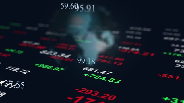 Market Data and Trends: A close-up view of a digital display, showcasing real-time stock market data, with numbers and trends. It highlights the dynamic and fast-paced world of finance.