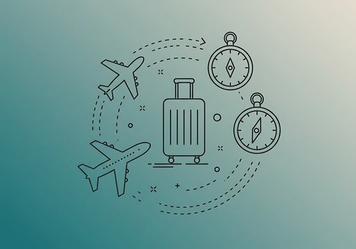 旅の計画 出発準備 旅行 航空機 羅針盤