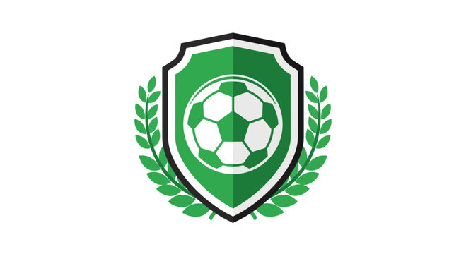 Green soccer ball shield logo emblem.