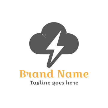 Cloud bolt Logo. Fully vector file. CMYK color mode. Editable color. free font used, Easy to download.
