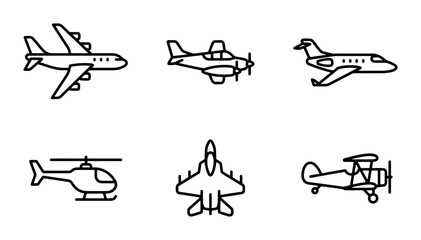 Airplane Icons Set, Aviation Vector Graphics, Aircraft Symbols, Transportation Clipart, Flight Collection © Rashed