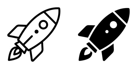 Rocket Ship Icons, Spacecraft Vector Graphics, Launch Symbol, Sci-Fi Exploration, Technology Icons © Rima
