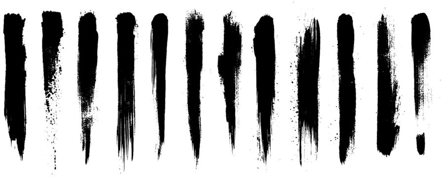 Charcoal pencil straight horizontal lines. Black hand drawn stripes, ink brush strokes.