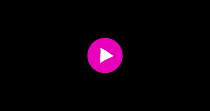 Cursor arrow clicking play and pause button motion graphic animation. Mouse click video play icon for website and mobile design animation on black background