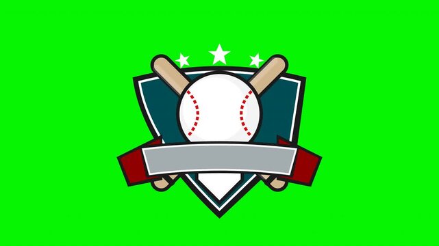 Animated Eagle Green Blank Baseball Logo Shield Emblem on Green Screen