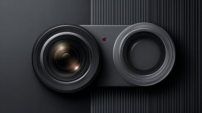 Dark background with camera aperture and shutter pattern. 