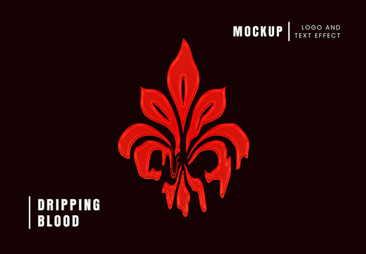 Dripping Blood Logo And Text Effect Mockup