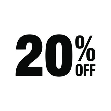Black twenty percent off discount sale promotion black background isolated.
