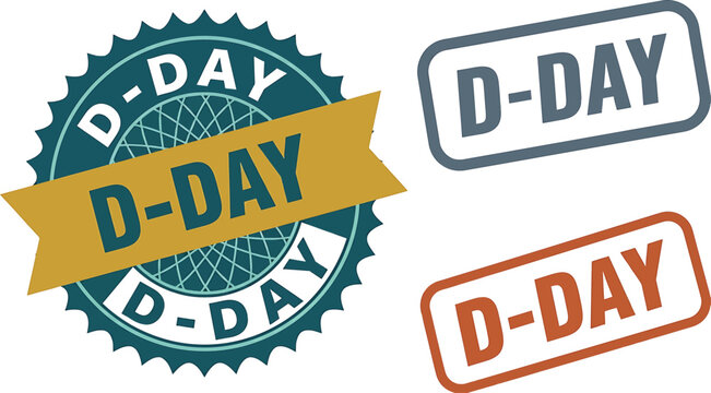 DDay celebration vintage badge and stamp designs