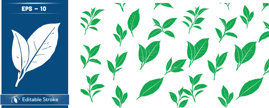Green leaves pattern on white background with eps and ai file