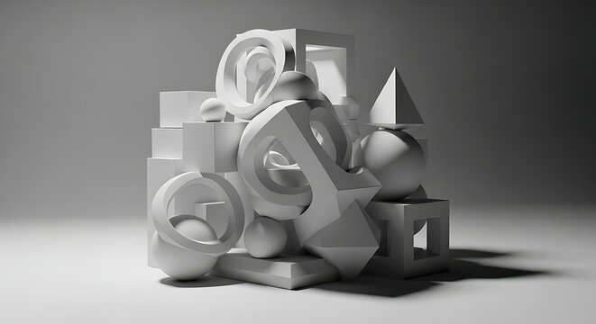 Geometric shapes in a pile.