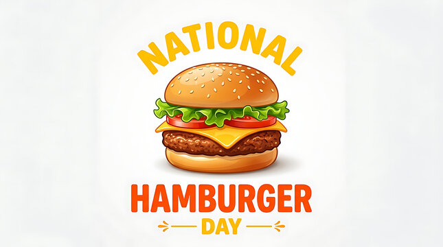National hamburger day greeting with a classic burger illustration