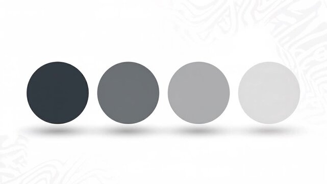 Four grey circles animating and scaling on white background with copy space
