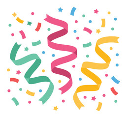 Fototapeta premium Colorful Party Ribbons and Confetti Vector Illustration