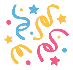 Fototapeta premium Colorful Party Streamers and Stars Vector Illustration