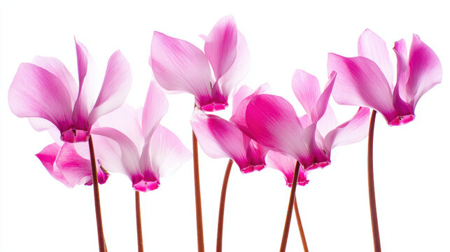 transparent pink cyclamen petals in decorative arrangement