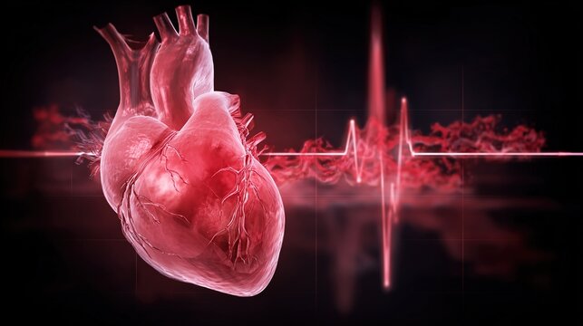 Atrial Fibrillation 3D medical illustration, abnormal irregular heart rhythm disorder, human heart anatomy showing chaotic atrial electrical activity, cardiovascular arrhythmia condition, tachycardia 