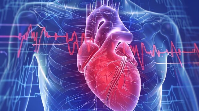 Atrial Fibrillation 3D medical illustration, abnormal irregular heart rhythm disorder, human heart anatomy showing chaotic atrial electrical activity, cardiovascular arrhythmia condition, tachycardia 