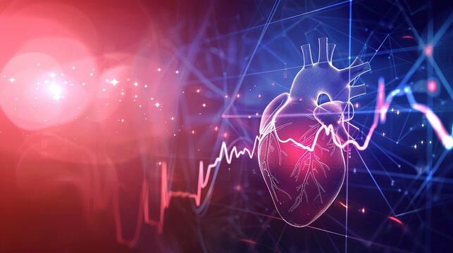 Atrial Fibrillation 3D medical illustration, abnormal irregular heart rhythm disorder, human heart anatomy showing chaotic atrial electrical activity, cardiovascular arrhythmia condition, tachycardia 