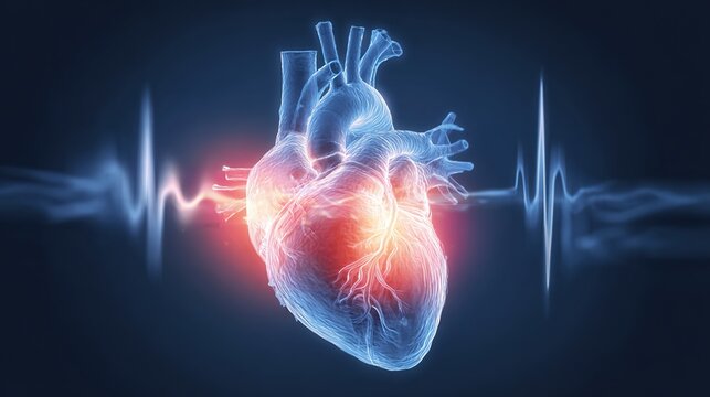 Atrial Fibrillation 3D medical illustration, abnormal irregular heart rhythm disorder, human heart anatomy showing chaotic atrial electrical activity, cardiovascular arrhythmia condition, tachycardia 