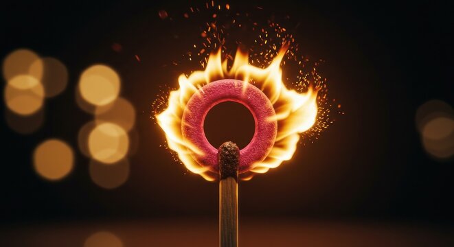 Burning pink matchstick in ring shape