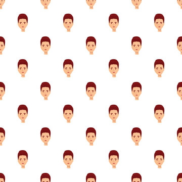 Woman flat face avatar tiling across a white background