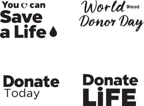 World Blood Donor Day campaign slogans and logos on white background