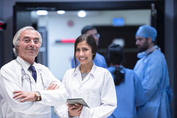 Fototapeta premium Eye hospital surgery team meeting in a modern Middle Eastern clinic in Egypt before operation