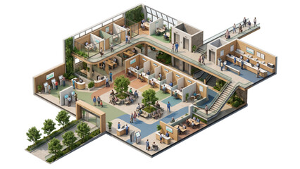 Obraz premium Top View Public Service Access Journey Citizens Navigating Systems Isolated White Background