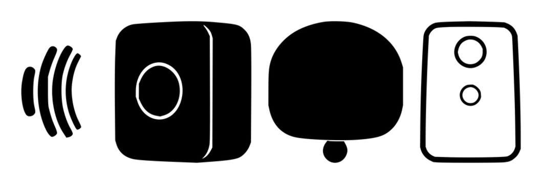 Doorbell set with solid icon on white background featuring doorbell icon, black icon, simple vector with minimalist and line art