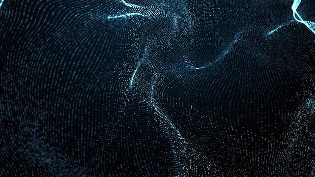 Blue light abstract wave background with digital technology network and corporate concept.