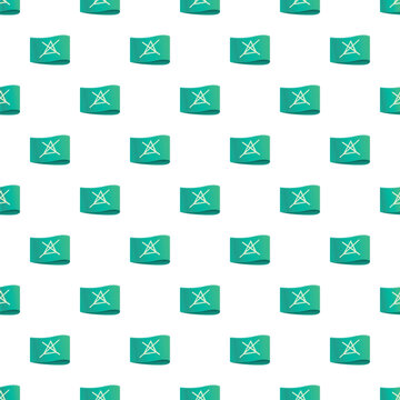 Recurring pattern featuring a laundry care symbol for do not bleach on a green tag