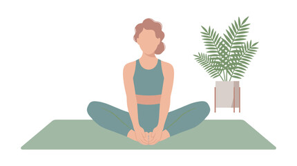Obraz premium Woman Practicing Yoga Pose On Mat.