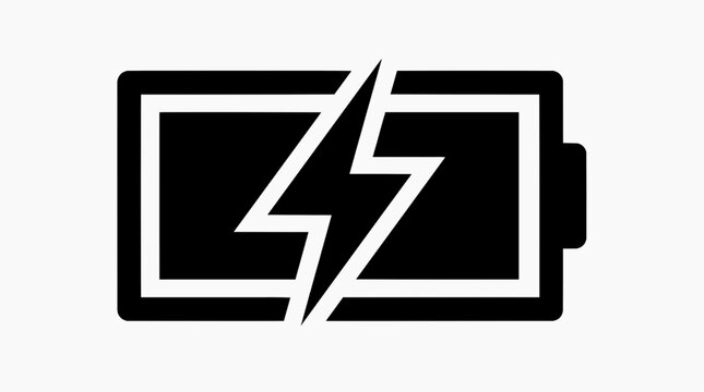A minimalistic graphic representation of a charging battery, symbolizes energy, power, and the digital realm.