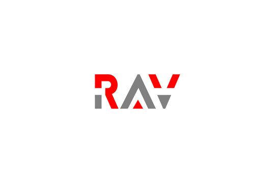 RAV Minimalist Lettering: Red & Grey Geometric Monogram for Automotive and Tech Brand Visual Identity