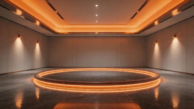 Modern room with circular light feature