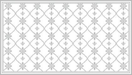 Elegant grey fleur de lis seamless damask pattern background with classic floral ornament for luxury wedding invitation and wallpaper. © SHANJIDA