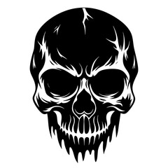 Fototapeta premium Dark Skull Vector Illustration Black White Gothic Human Skull Tattoo Design