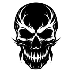 Fototapeta premium Evil Skull Tribal Tattoo Design Black White Vector Horror Illustration